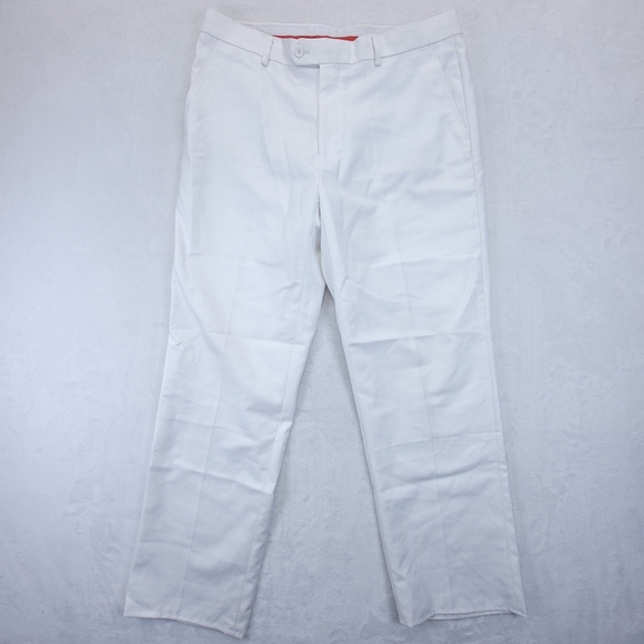 Concitor Men's Size 36 White Trousers Slacks Flat Front Dress Pants 167-1 106504 - Picture 1 of 11